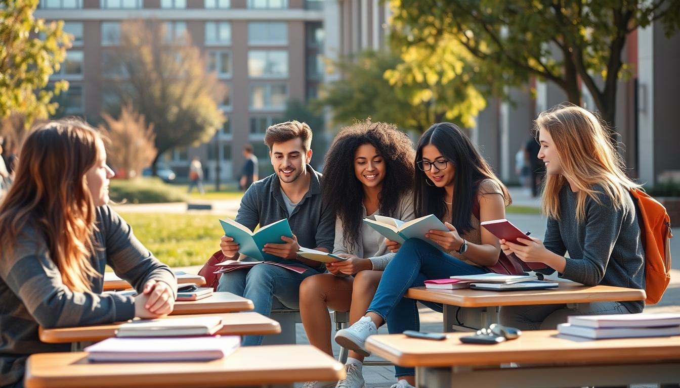 Student using learning strategies while studying